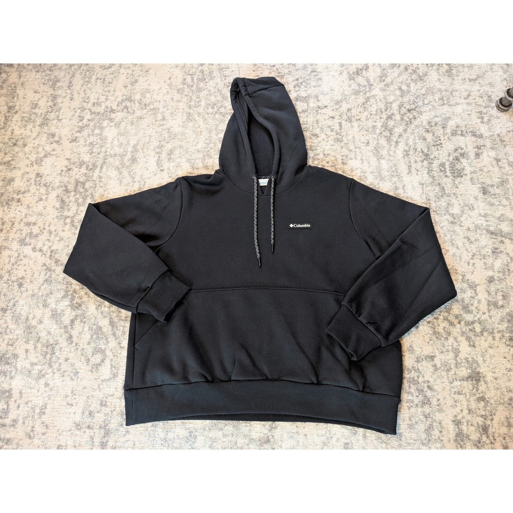 Columbia Black Fleece Lined Hoodie Sweatshirt Logo Pullover Women's Plus XXL